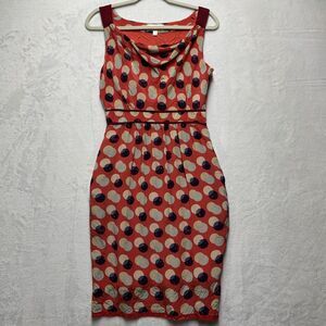 Anthropologie Moulinette Soeurs Dress Womens Sz 2 100% Silk Polka Dot Drape Neck